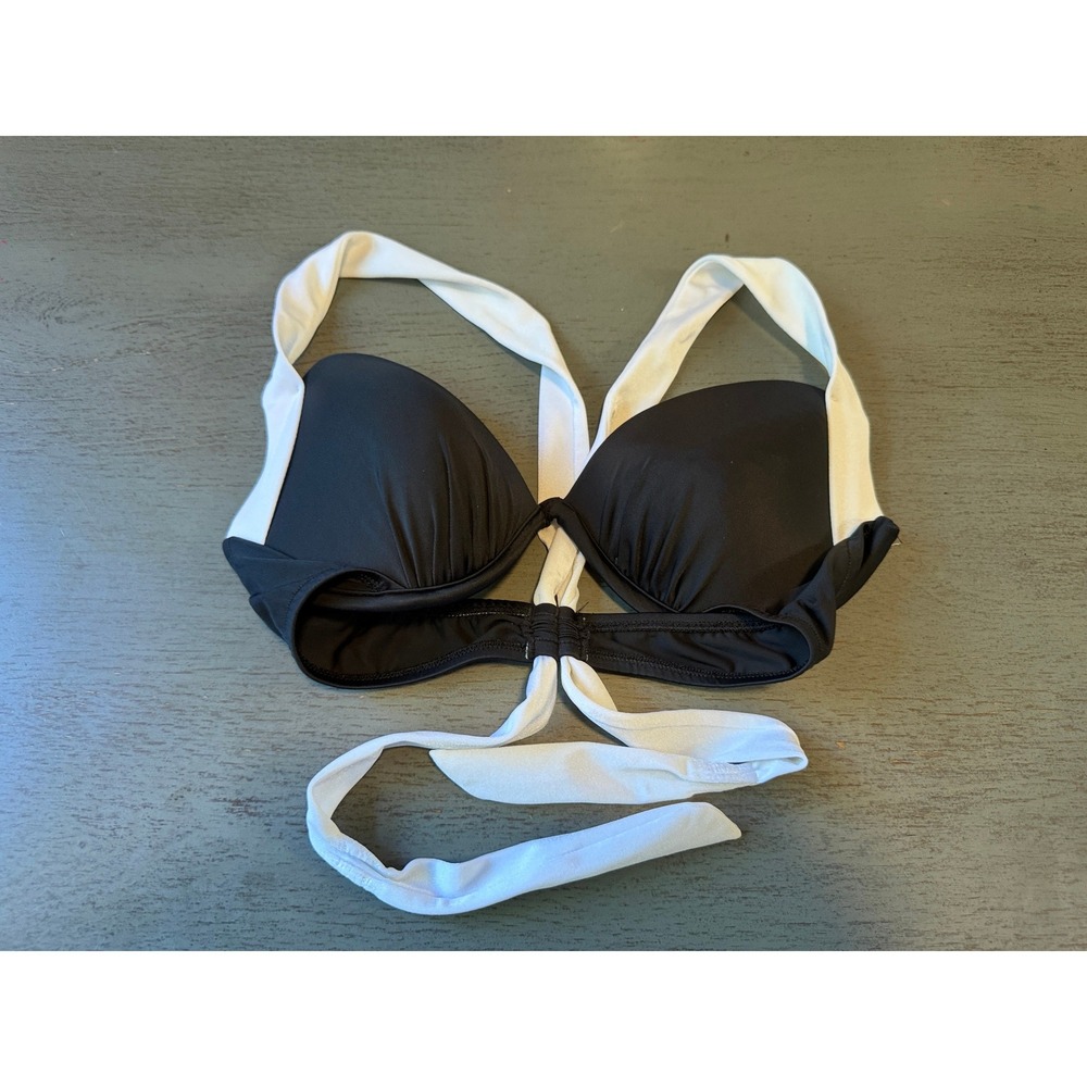 Venus Bikini Top Black White Colorblock Halter Underwire Padded Swim Top Size B